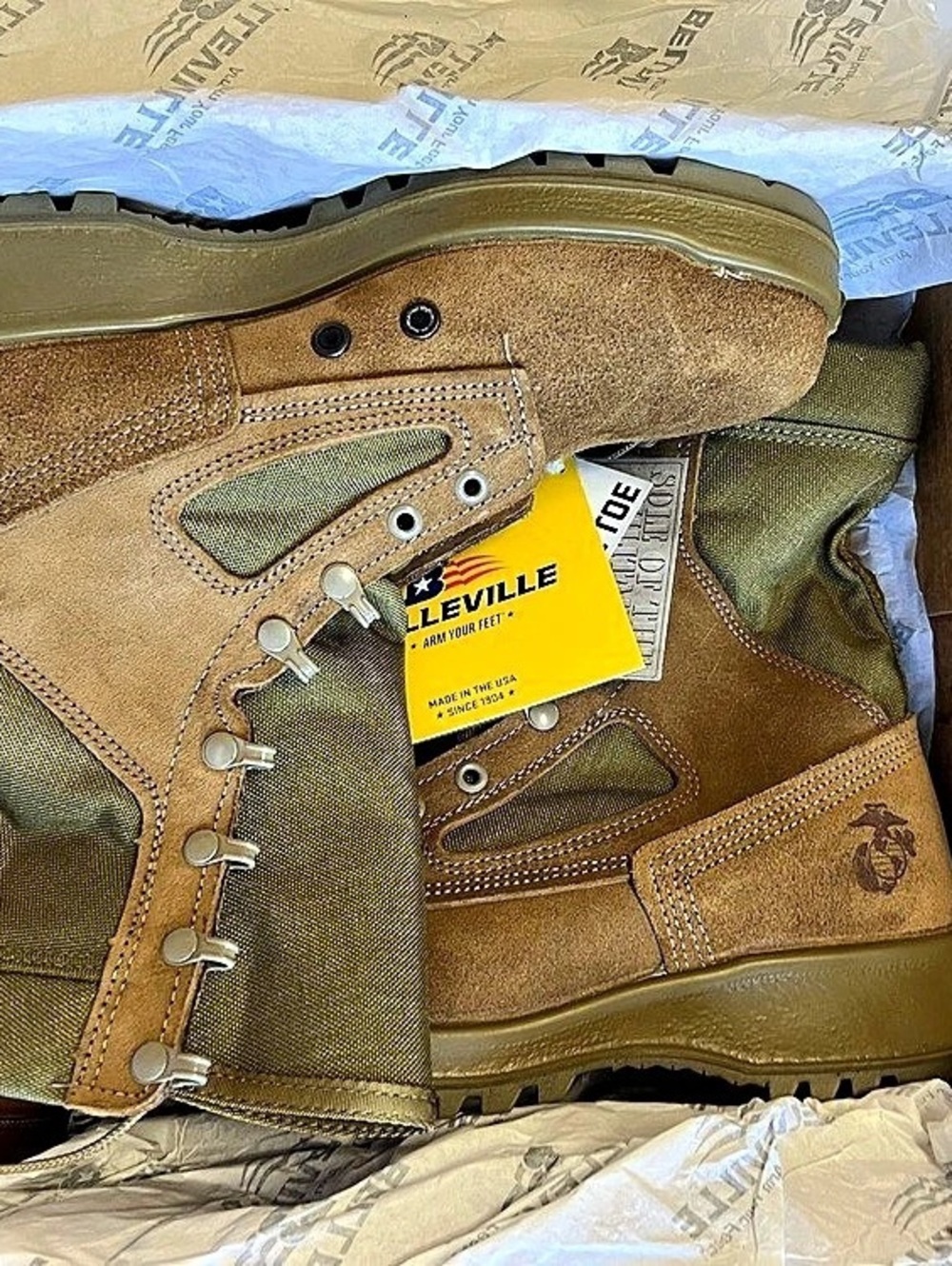 Belleville Mojave 550ST USMC Hot Weather Steel Toe Boot Steel Toe Boots Brown &